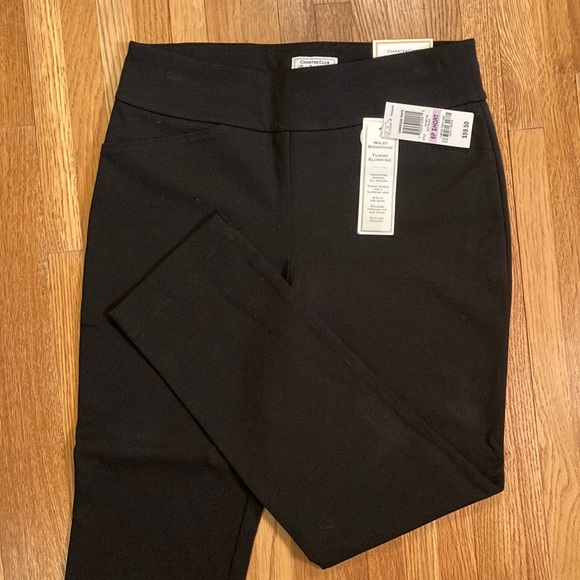 NWT Charter Club Cambridge Tummy Control Slim Leg Black Ponte Pants, 6P SHORT - Picture 2 of 5